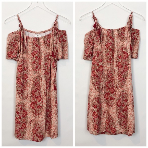 Madewell Silk Cold Shoulder Tassel Tie Dress Small - Picture 1 of 8